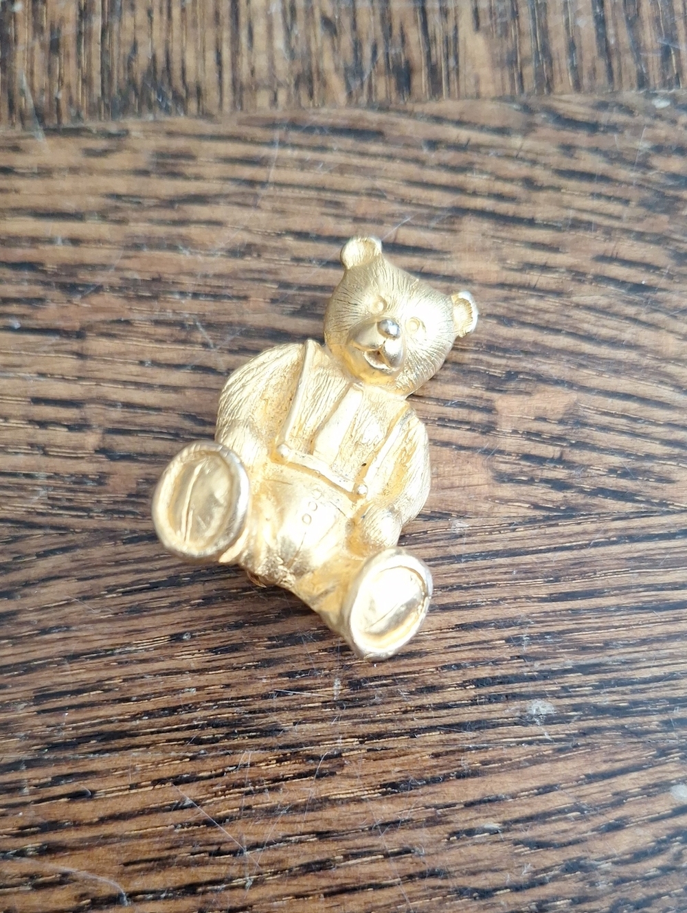 Gold Tone Teddy Bear Brooch